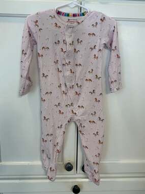 Magnetic Me Pink Pony Ruffle Magnetic Modal Footie - 3-6 Months